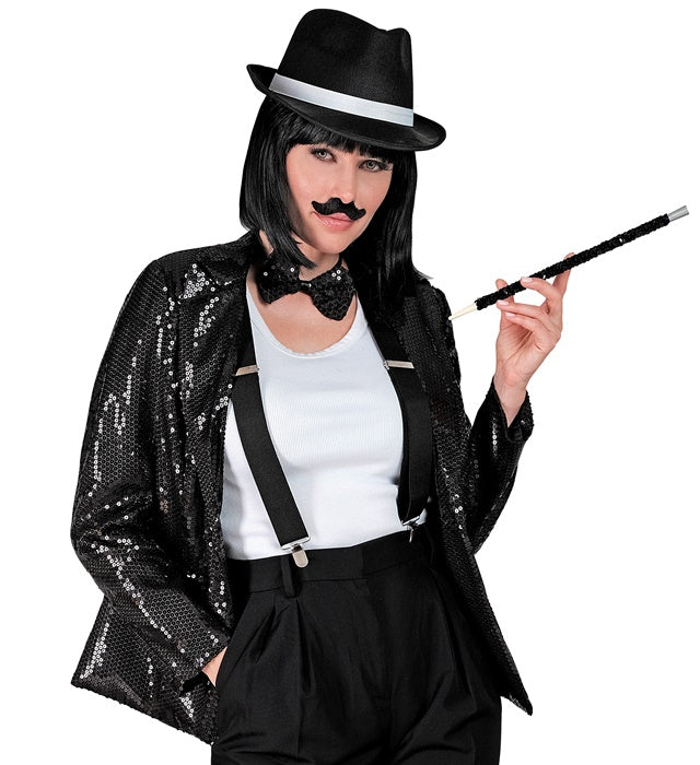 Schwarzer Pailletten Blazer für Fasnacht und Mottopartys