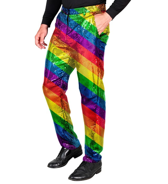 Paillettenhose im Regenbogenmuster für Fasnacht und Karneval