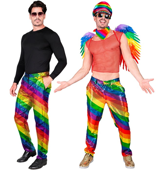 Paillettenhose im Regenbogenmuster für Fasnacht und Karneval