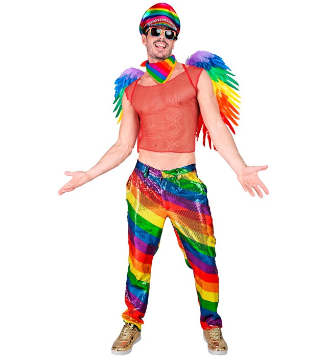 Paillettenhose im Regenbogenmuster für Fasnacht und Karneval