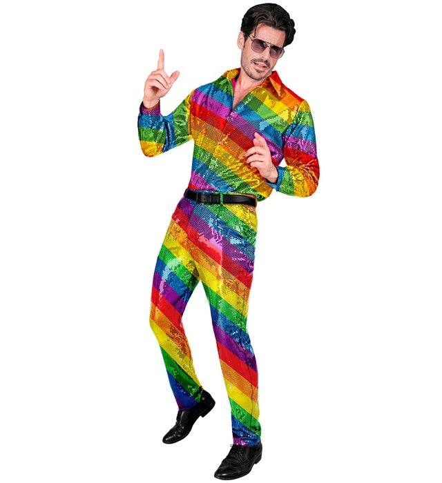 Paillettenhose im Regenbogenmuster für Fasnacht und Karneval