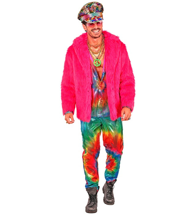 Bunte Paillettenhose im Tie-Dye Muster auf weißem Hintergrund