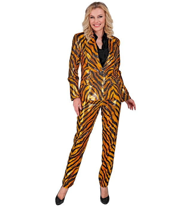 Paillettenhose im Tigermuster für Fasnacht und Karneval