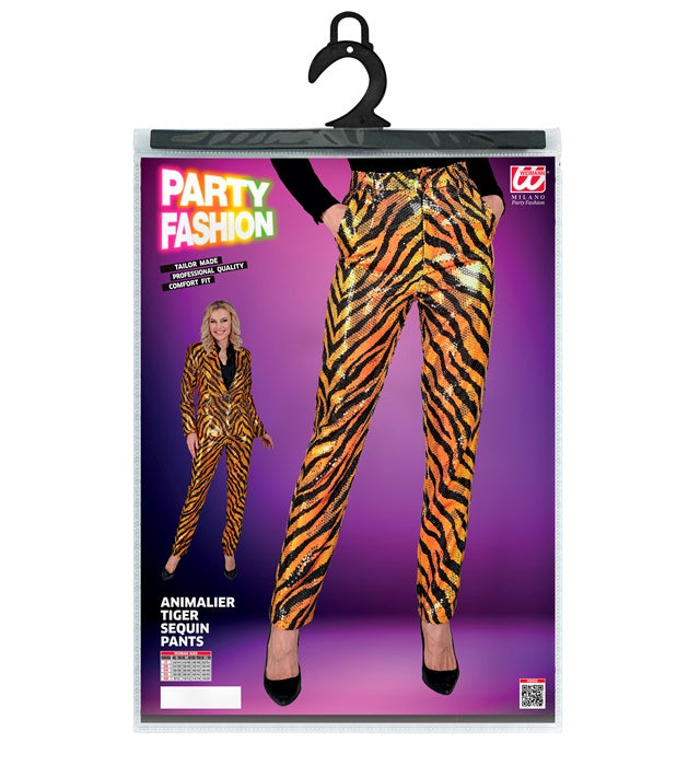 Paillettenhose im Tigermuster für Fasnacht und Karneval