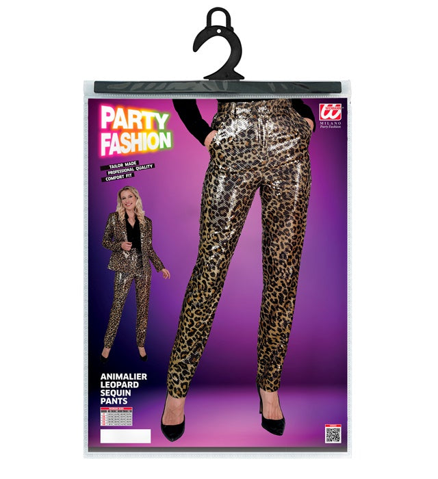 Paillettenhose im Leopardenmuster für Fasnacht und Mottopartys