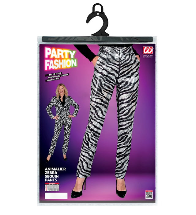 Paillettenhose im Zebramuster für Fasnacht und Karneval