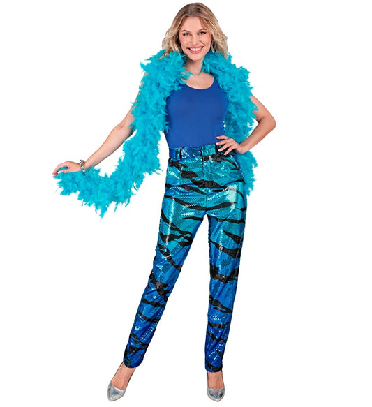 Blaue Paillettenhose mit Wellenmuster für Fasnacht und Karneval