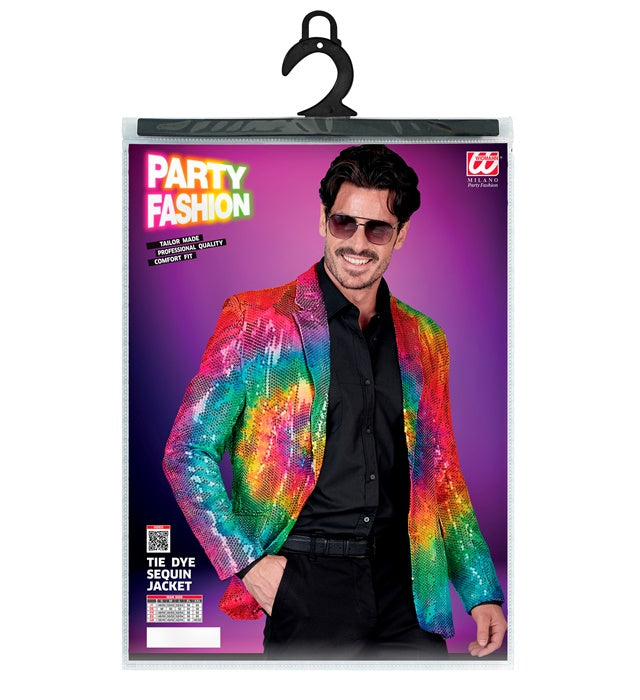 Pailletten-Jackett im bunten Tie-Dye Muster für Fasnacht und Karneval