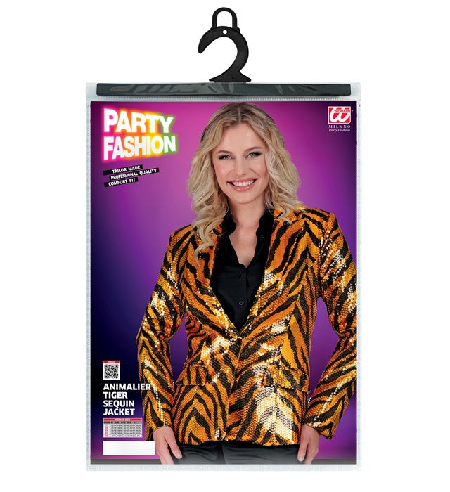Pailletten Blazer im Tigermuster für Fasnacht und Karneval