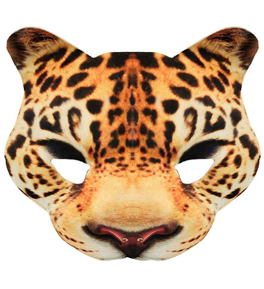 Leopardenmaske aus Stoff ohne Kinn für Fasnacht und Karneval
