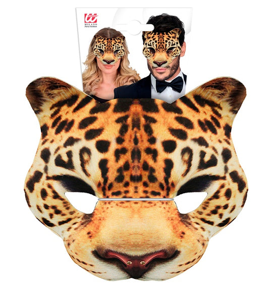 Leopardenmaske aus Stoff ohne Kinn für Fasnacht und Karneval