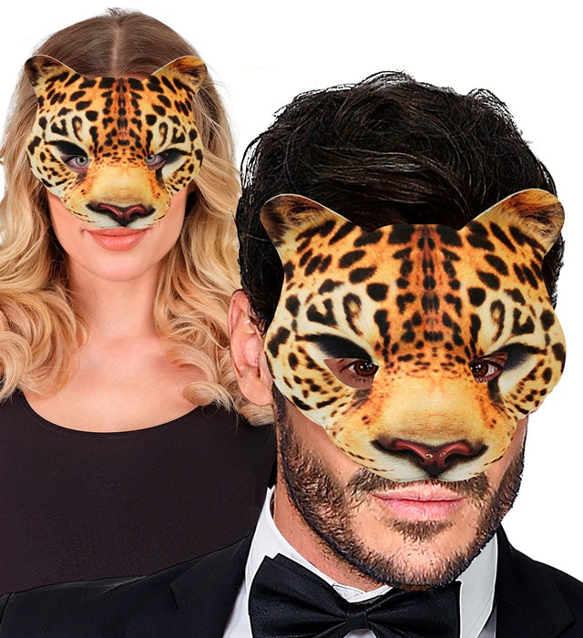 Leopardenmaske aus Stoff ohne Kinn für Fasnacht und Karneval