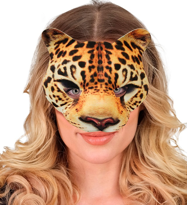 Leopardenmaske aus Stoff ohne Kinn für Fasnacht und Karneval