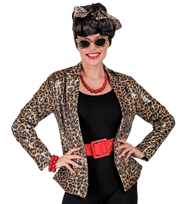 Pailletten Blazer im Leopardenmuster für Fasnacht und Karneval