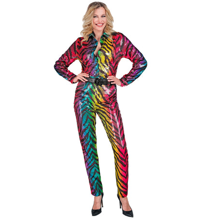 Pailletten Hose im Tigerlook Rainbow