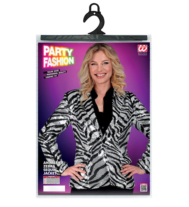 Pailletten-Blazer im Zebramuster für Fasnacht und Karneval