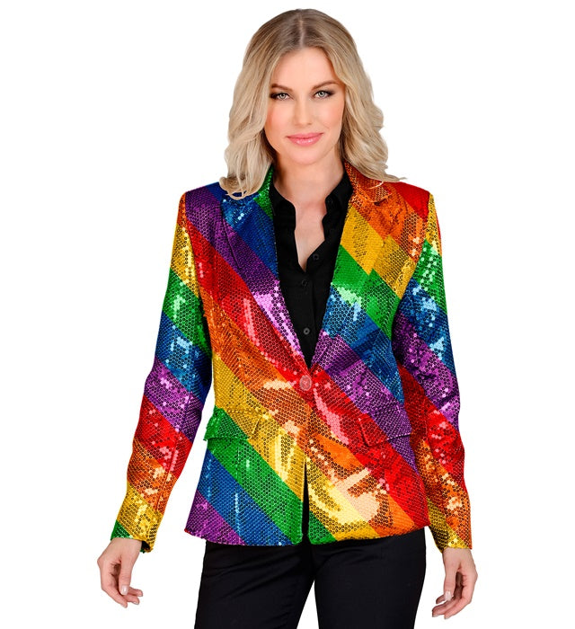 Pailletten-Blazer im Regenbogenmuster für Fasnacht und Karneval