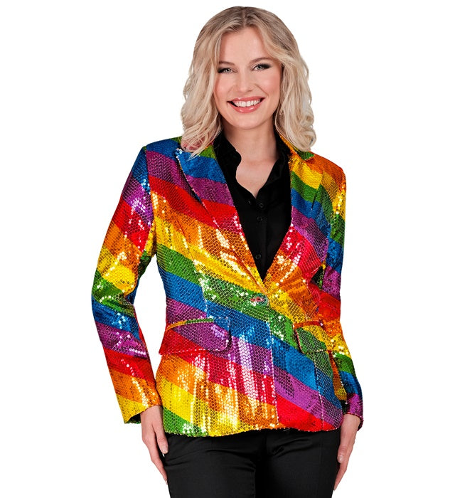 Pailletten-Blazer im Regenbogenmuster für Fasnacht und Karneval