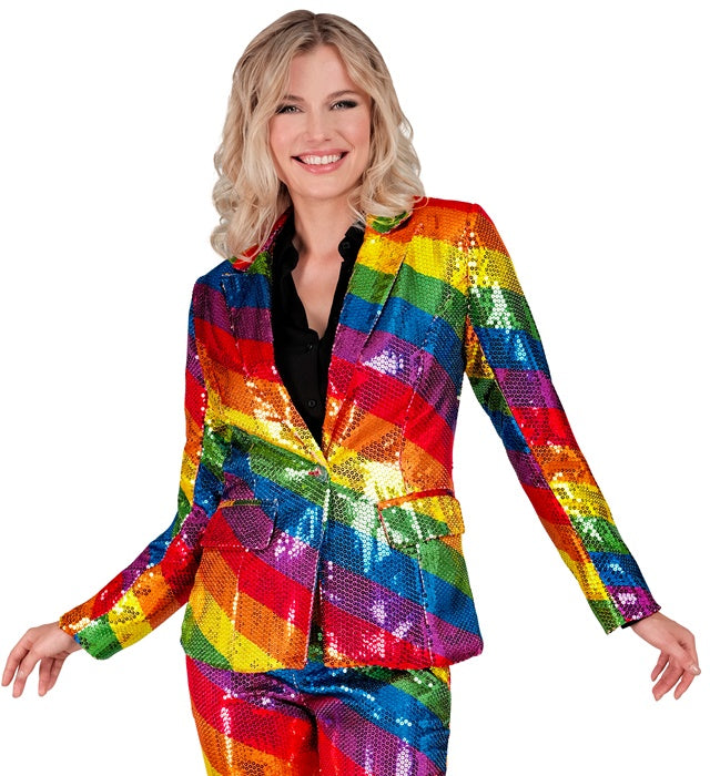 Pailletten-Blazer im Regenbogenmuster für Fasnacht und Karneval