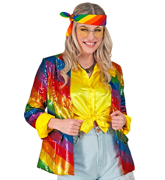Pailletten-Blazer im Regenbogenmuster für Fasnacht und Karneval