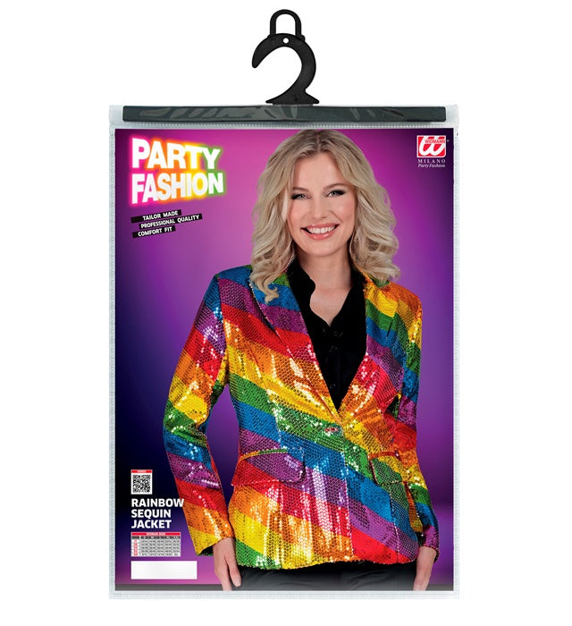 Pailletten-Blazer im Regenbogenmuster für Fasnacht und Karneval