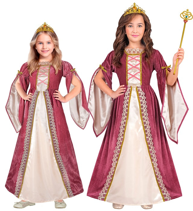 Mittelalter Prinzessin Kostüm mit Unterrock und Krone auf Fasnacht