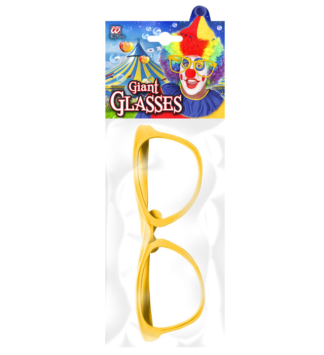 Gelbe überdimensionale Riesenbrille als Fasnacht-Kostümzubehör