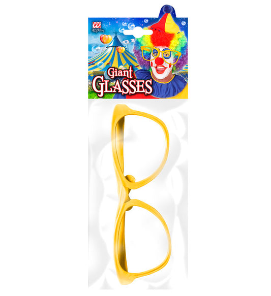 Gelbe überdimensionale Riesenbrille als Fasnacht-Kostümzubehör