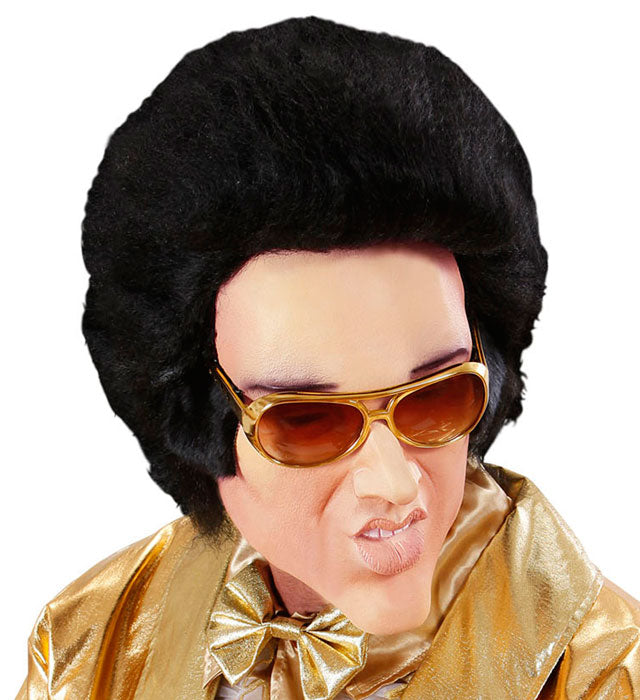 King of Rock ’n’ Roll Maske aus Latexschaum mit Perücke