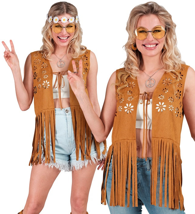 Bunte Hippie-Weste mit Retro-Muster für Fasnacht und Karneval