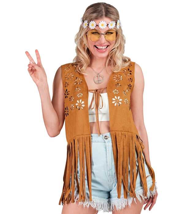 Bunte Hippie-Weste mit Retro-Muster für Fasnacht und Karneval
