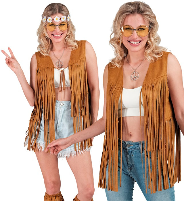 Bunte Hippie-Weste im Retro-Stil für Fasnacht und Karneval