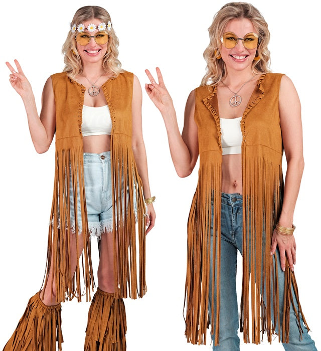 Bunte Hippie-Weste im Retro-Stil für Fasnacht und Mottopartys