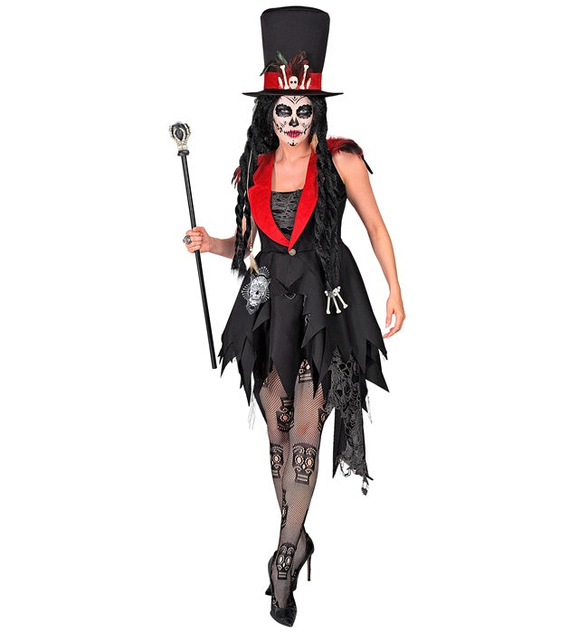 Dia de los Muertos Kostüm mit farbenfrohem Kleid und passendem Hut