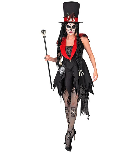 Dia de los Muertos Kostüm mit farbenfrohem Kleid und passendem Hut