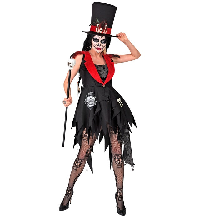 Dia de los Muertos Kostüm mit farbenfrohem Kleid und passendem Hut