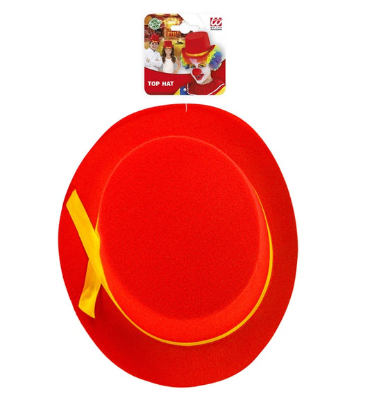 Roter Filz-Zylinder Hut für Kinder 11 cm auf weißem Hintergrund