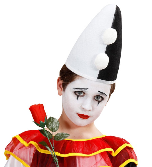 Kinder Filz-Hut im Pierrot-Stil für Fasnacht und Karneval