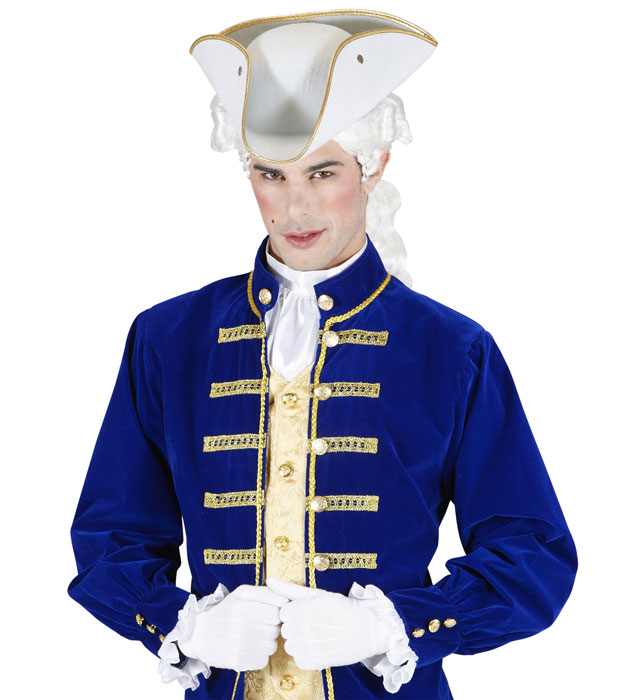 Weisser Dreispitz aus Filz als Piratenhut für Fasnacht und Karneval