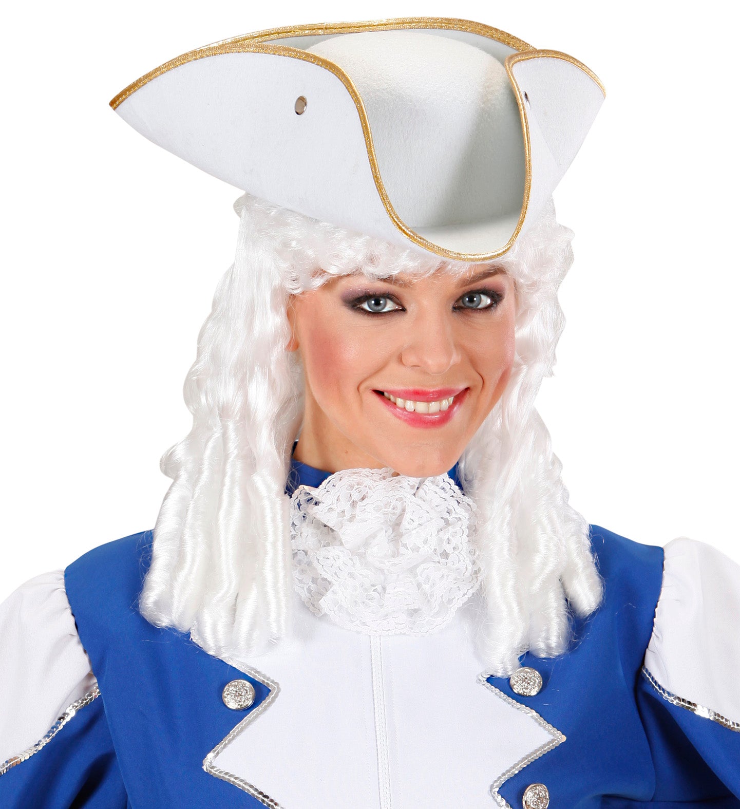 Dreispitz Tricorn Weiss mit Goldkante aus Filz