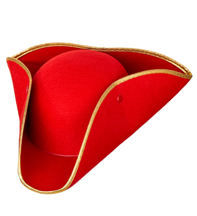 Roter Dreispitz aus Filz als Piratenhut für Fasnacht und Karneval