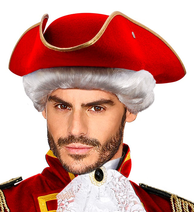 Roter Dreispitz aus Filz als Piratenhut für Fasnacht und Karneval