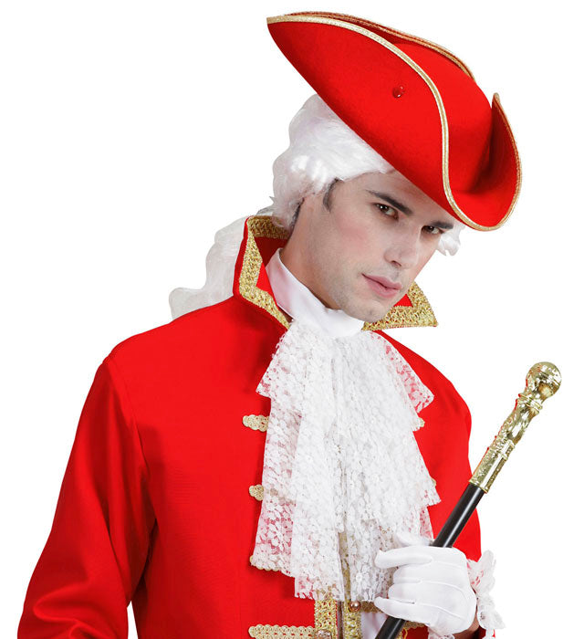 Roter Dreispitz aus Filz als Piratenhut für Fasnacht und Karneval