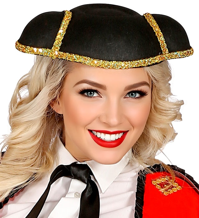 Schwarzer Torerohut aus Filz als Kostümzubehör für Fasnacht und Karneval