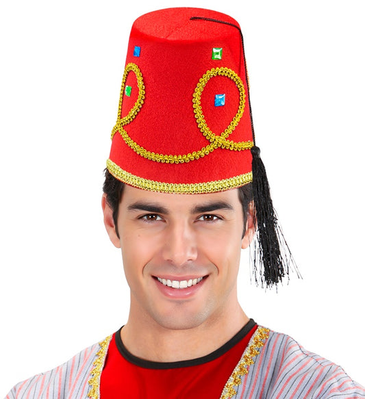 FEZ HUT deluxe aus rotem Filz mit schwarzer Quaste