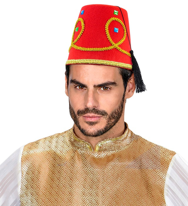 FEZ HUT deluxe aus rotem Filz mit schwarzer Quaste