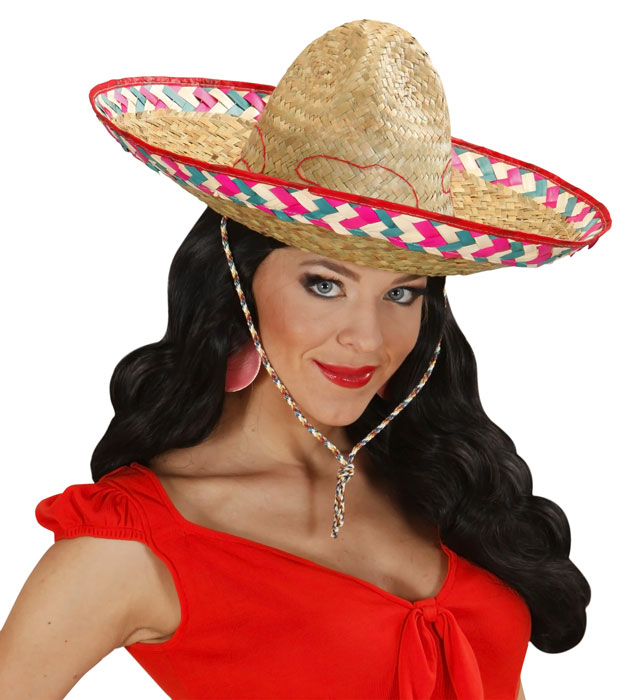 Mexikanischer Sombrero 52 cm in traditionellem Design als Fasnacht Kostümzubehör