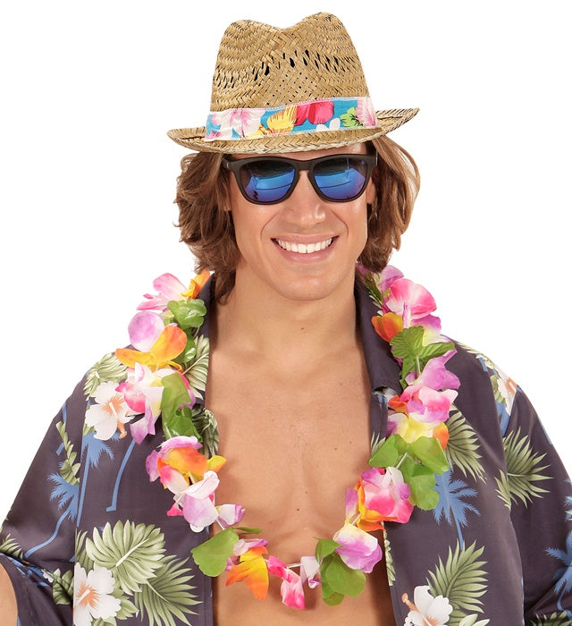 Strohfederhut im Beach Boys Stil, sommerliches Kostüm-Accessoire