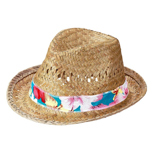 Strohfederhut im Beach Boys Stil, sommerliches Kostüm-Accessoire