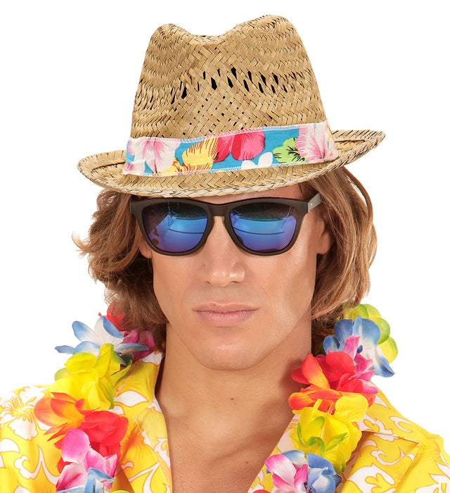 Strohfederhut im Beach Boys Stil, sommerliches Kostüm-Accessoire